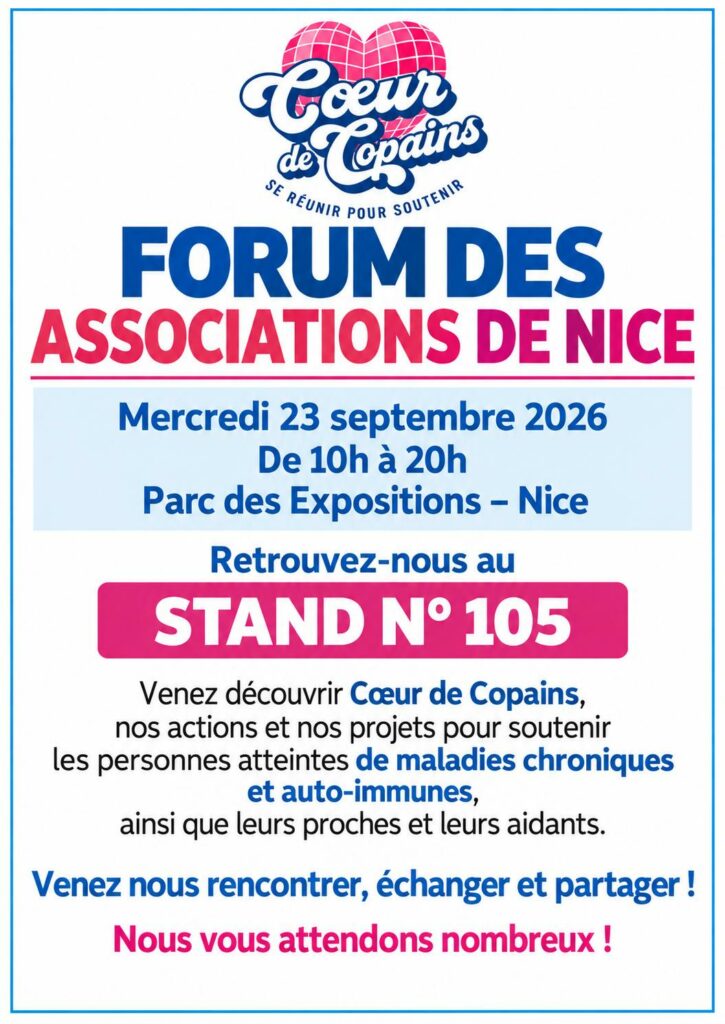 Affiche Cœur de Copains au forum des associations de Nice 2026, stand n°105